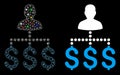 Flare Mesh Wire Frame User Payments Icon with Flare Spots Royalty Free Stock Photo
