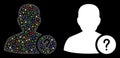 Glowing Mesh Wire Frame User Status Icon with Flash Spots Royalty Free Stock Photo