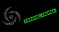Grunge Ukraine, Crimea Seal with Network Swirl Constellation Icon with Colorful Light Spots