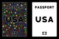 Flare Mesh Wire Frame American Passport Icon with Flare Spots Royalty Free Stock Photo