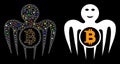 Flare Mesh Wire Frame Bitcoin Happy Monster Icon with Flare Spots