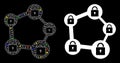 Flare Mesh Wire Frame Blockchain Network Icon with Flash Spots Royalty Free Stock Photo