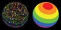 Flare Mesh Wire Frame LGBT Color Stripes Sphere Icon with Flare Spots