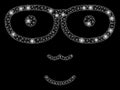 Flare Mesh Wire Frame Nerd Face with Flare Spots Royalty Free Stock Photo