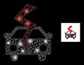 Flare Network Car Crash Icon with Constellation Light Spots