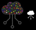 Flare Network Cloud Connections Icon with Constellation Color Light Spots