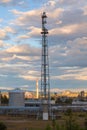 Flare stack at oil and gas refinery plant Royalty Free Stock Photo