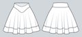 Flared Mini Skirt technical fashion illustration. Royalty Free Stock Photo