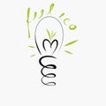 Flash bulb vector in black line. Feel Eco, thinking, idea. Ilustration