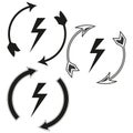 Flash arrow icon. Lightning bolt cycle. Energy power Vector. Thunder recycle sign Royalty Free Stock Photo