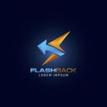 Flash Back Modern Technology Logo Concept Back Arrow with Thunder Bolt Template Design