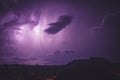 Flash of beautiful purple lightning on the sky Royalty Free Stock Photo