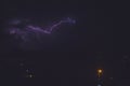 Flash of beautiful purple lightning on the sky Royalty Free Stock Photo