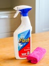 Flash with bleach, household cleaner bottle. Helps to clean stains and sanitiser. Royalty Free Stock Photo