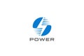 Flash Bolt Energy Logo Power design vector template Negative space style. Circle Thunderbolt icon