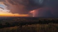 A flash of bright lightning followed by a deafening crack of thunder as the storm rages on in the distance Royalty Free Stock Photo