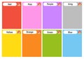 Flash cards. Learning colors. Education developing worksheet. Activity page for kids. Color game for children. Vector illustration