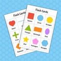 Flash cards. Learning shapes. Education developing worksheet. Activity page for kids. Color game for children. Vector illustration