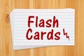 Flash Cards message on white paper index cards