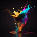 A flash of colors from which a bird flies out illustration. AI generated Royalty Free Stock Photo