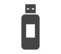 Flash drive bold black silhouette icon isolated on white. USB data storage device. External memory. Royalty Free Stock Photo