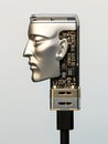 A flash drive for data storage in the form of a human head Royalty Free Stock Photo