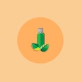 Flash drive green color with Leaf flat style. Vector. Illustration.