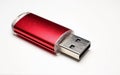 flash drive red on white background closeup Royalty Free Stock Photo