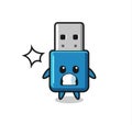 Flash drive usb character cartoon with shocked gesture Royalty Free Stock Photo