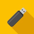 Flash drive USB memory stick icon on yellow background. Royalty Free Stock Photo