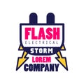 Flash electrical storm company logo template, design element for business badge, power label vector Illustration Royalty Free Stock Photo