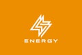Flash Energy Logo Lightning Bolt Looped geometric design vector template Linear Outline style. Infinite Power Battery Logotype Royalty Free Stock Photo