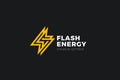 Flash Energy Logo Lightning Bolt Looped geometric design vector template Linear Outline style. Infinite Power Battery Logotype Royalty Free Stock Photo