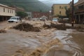 flash flood rushes through town, taking with it debris and vehicles