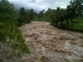 flash floods in the river until the water is cloudy Royalty Free Stock Photo