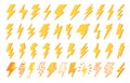 Flash icon. Lightning strike clipart symbol, electric power and electricity logo, nature thunderbolt yellow shape