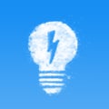 Flash lightbulb cloud on blue background