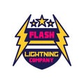 Flash lightning company logo template, badge with lightning symbol, design element for business badge vector Royalty Free Stock Photo