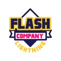 Flash lightning company logo template, design element for business badge vector Illustration Royalty Free Stock Photo
