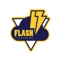 Flash lightning logo, badge with lightning symbol, design element for company identity vector Illustration Royalty Free Stock Photo