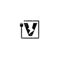 flash logo initial v symbol electrical vector icon element isolated