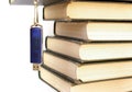 Flash memory and books stack Royalty Free Stock Photo