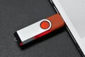 Flash memory drive plugged into a laptop port. Royalty Free Stock Photo
