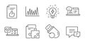 Flash memory, Line graph and Online documentation icons set. Online survey, Inspiration and Strategy signs. Vector