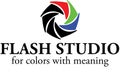 Silhouette of a shutter camera stylized in three colors for a Photography Studio Logo