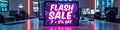 Flash sale announcement on tablet screen in modern office setting Royalty Free Stock Photo