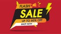 Flash sale banner promotion template design on red background with golden thunder.Big sale special 60% offer labels.End of season Royalty Free Stock Photo