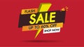 Flash sale banner promotion template design on red background with golden thunder.Big sale special 60% offer labels.End of season Royalty Free Stock Photo