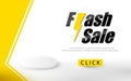 Flash Sale banner template design. Yellow and White abstract background. White round podium empty for your design