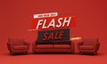 Flash sale banner template Special offer discount concept Sale of home decorations and furniture During promotions